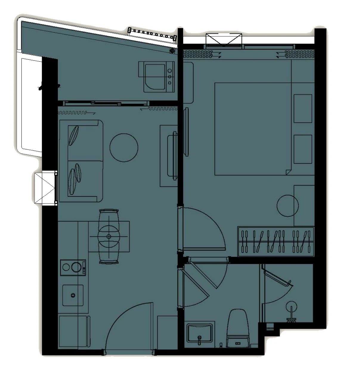 Plan · One-bedroom MC2, corner · 30.98 m²