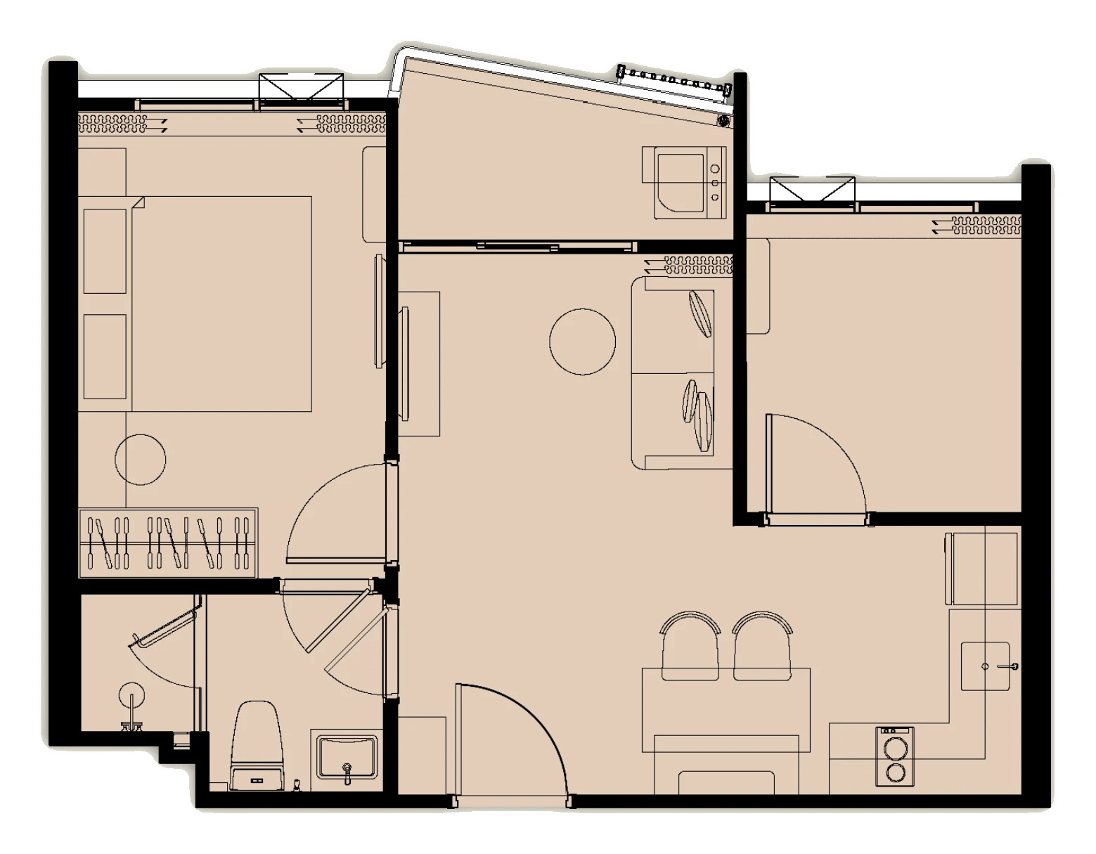 Plan · One-bedroom Plus · 44.00 m²